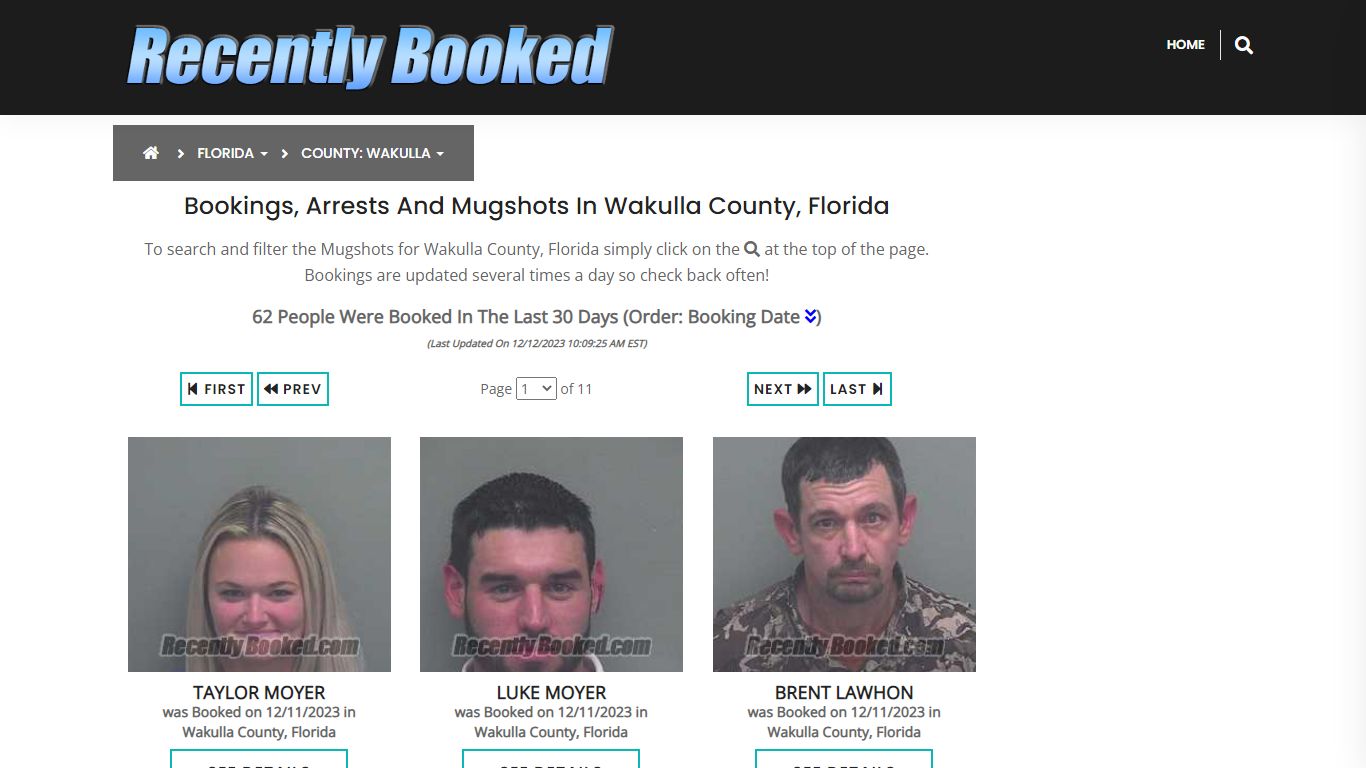 Recent bookings, Arrests, Mugshots in Wakulla County, Florida